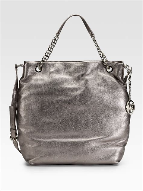 michael kors jet set chain shoulder gunmetal|Michael Kors jet set leather.